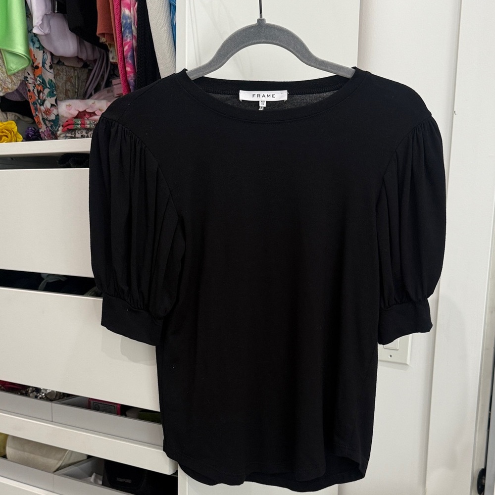 Frame Denim Women's Elegant Black Short Sleeve Top